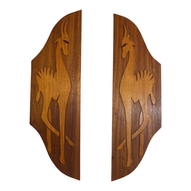 Mid 20th Century Pair of Wood Carved Wall Art For Sale