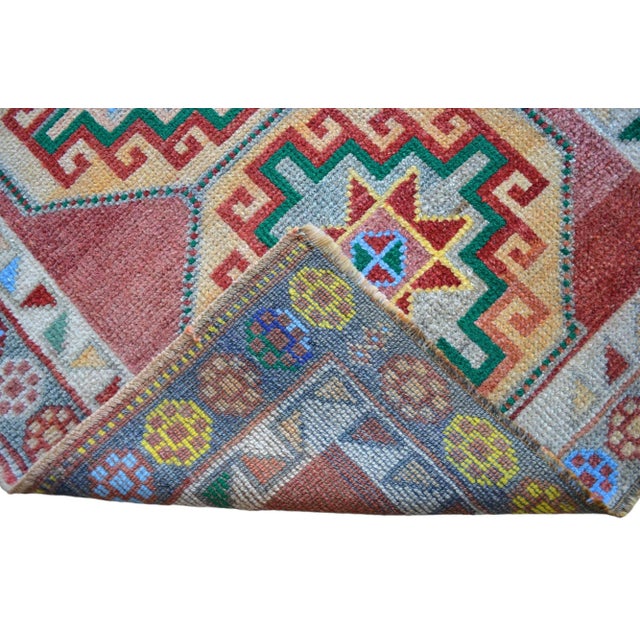 Hand-Knotted Kurdish Runner Rug . Tribal Colorful Runner Rug - 3′3″ × 11′4″ For Sale - Image 12 of 12