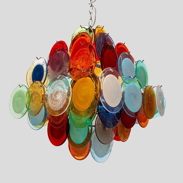 Pulegoso and Sommerso Glass Disc Chandelier from Vistosi, 1980s For Sale - Image 9 of 13