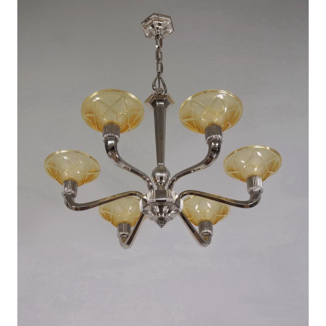 French Art Deco Chandelier by Degue 1930 France For Sale - Image 12 of 12