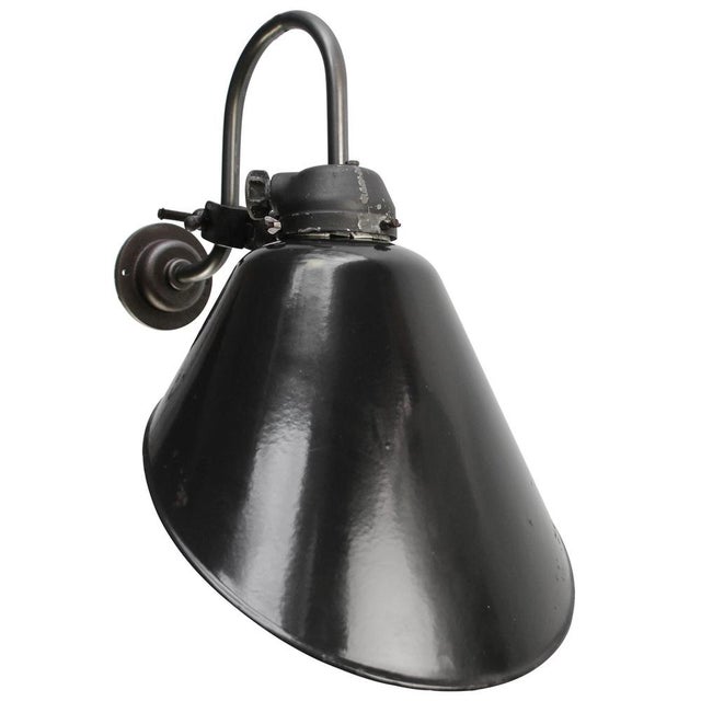 Black enamel German railroad wall light black enamel, white interior diameter cast iron wall piece: 10.5 cm, 2 holes to...