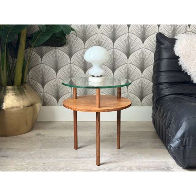 Mid-Century Modern-Style Walnut Wood and Glass "Unison" Side Tables by Design Within Reach For Sale - Image 9 of 16