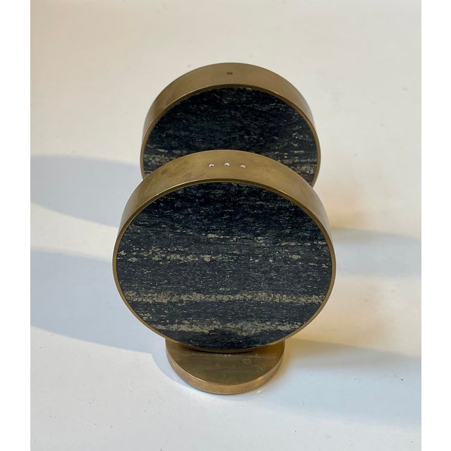 Mid-Century Modern Salt & Pepper Shakers in Natural Stone and Brass from Saulo Norway, 1960s, Set of 2 For Sale - Image 6 of 10
