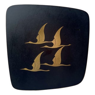Mid-Century Brass Wall Plaque with Cranes by Jech Hand Säge Kunst, 1960s For Sale