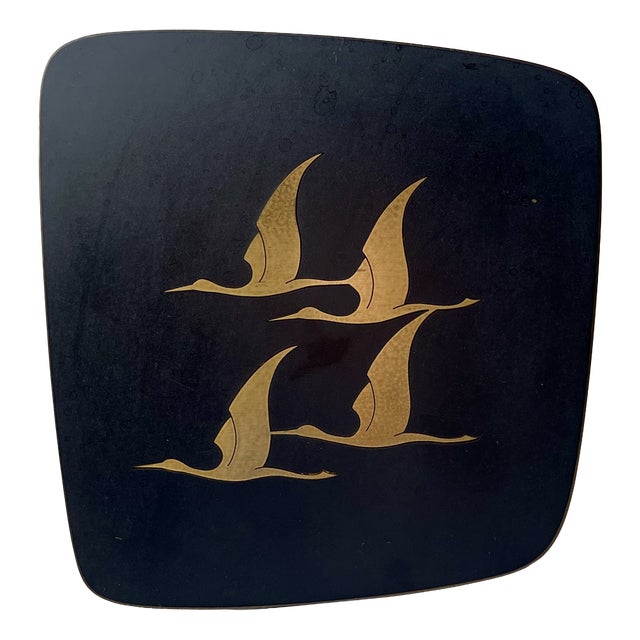 Mid-Century Brass Wall Plaque with Cranes by Jech Hand Säge Kunst, 1960s For Sale