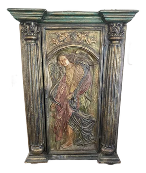Mid 19th Century Spanish Renaissance Revival Armoire - Hand-Carved Saint Michael and Cherubs