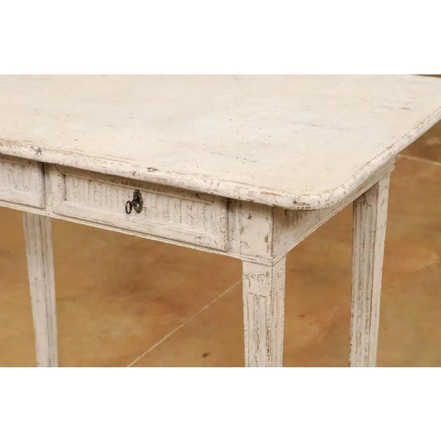 Danish 1800s Painted Wood Console Table with Two Drawers and Fluted Motifs For Sale - Image 4 of 13