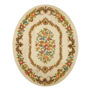 Antique Floral Hooked Oval Rug - 07'05 X 09'03