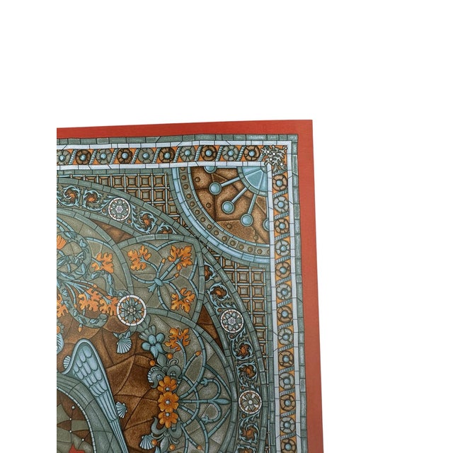 Hermès Vintage Framed Authentic Original Hermès Art Advertisement Lithograph Featuring Hermès Scarf For Sale - Image 4 of 7