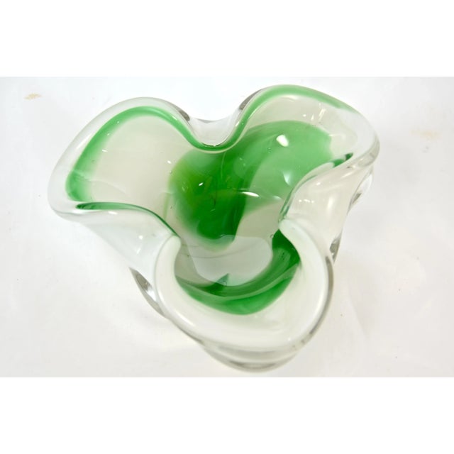 Spring Green Swirl Murano Glass Bowl For Sale In Chicago - Image 6 of 6