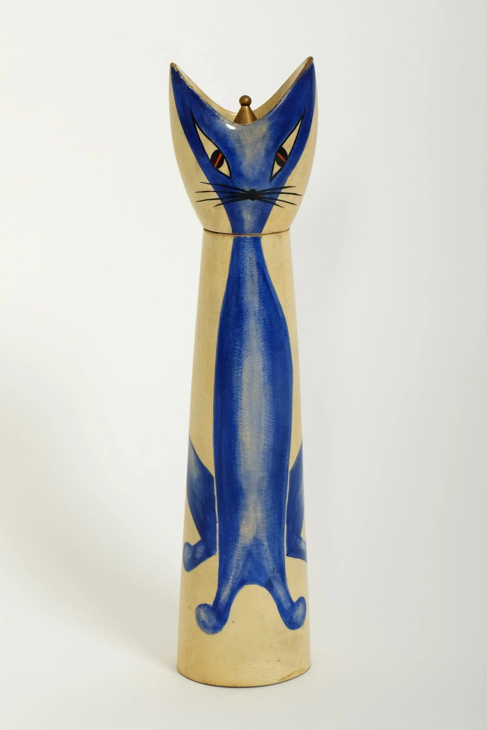 Sculptural Goatskin Pepper Mill with Blue Cat by Aldo Tura for