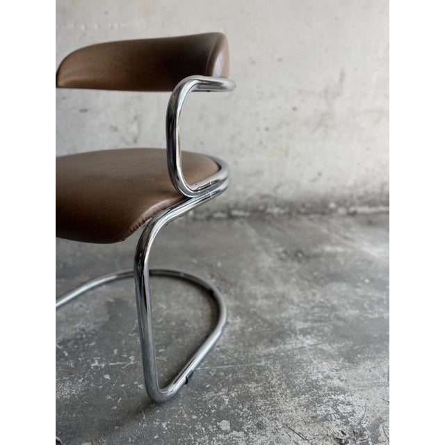 Vintage Italian Chrome and Skai Armchair, 1970s For Sale - Image 5 of 18