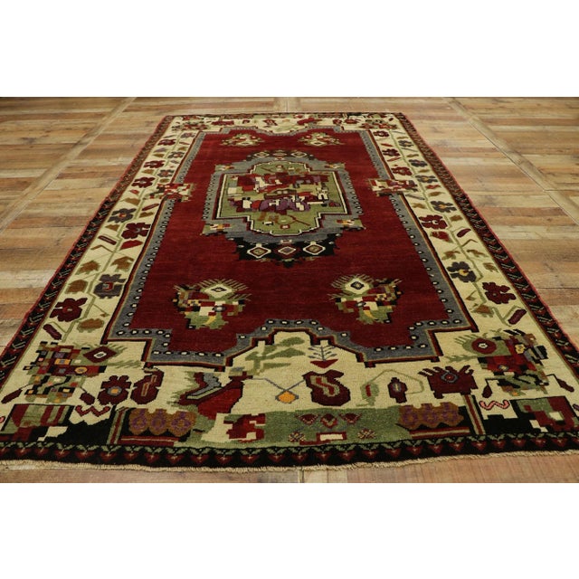 Maroon Vintage Turkish Oushak Rug, 05'06 X 08'11 For Sale - Image 8 of 10