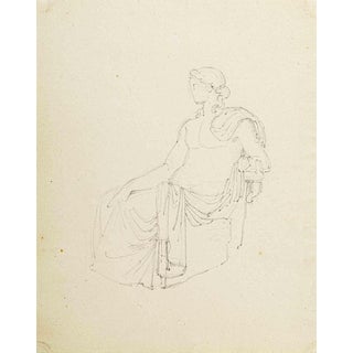 Augustin-Alexandre Dumont, Roman Lady, Pencil Drawing, 19th Century For Sale