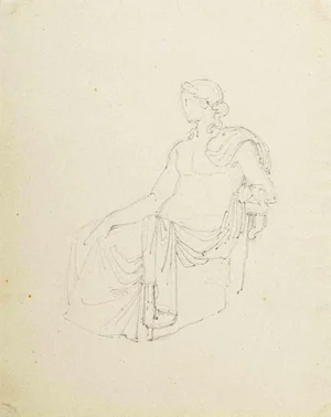 Augustin-Alexandre Dumont, Roman Lady, Pencil Drawing, 19th Century