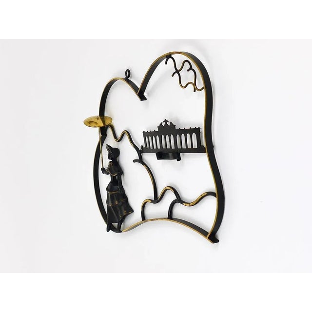 Brass Mural of Woman in Biedermeier Dress by Walter Bosse, Austria, 1950s For Sale - Image 6 of 10