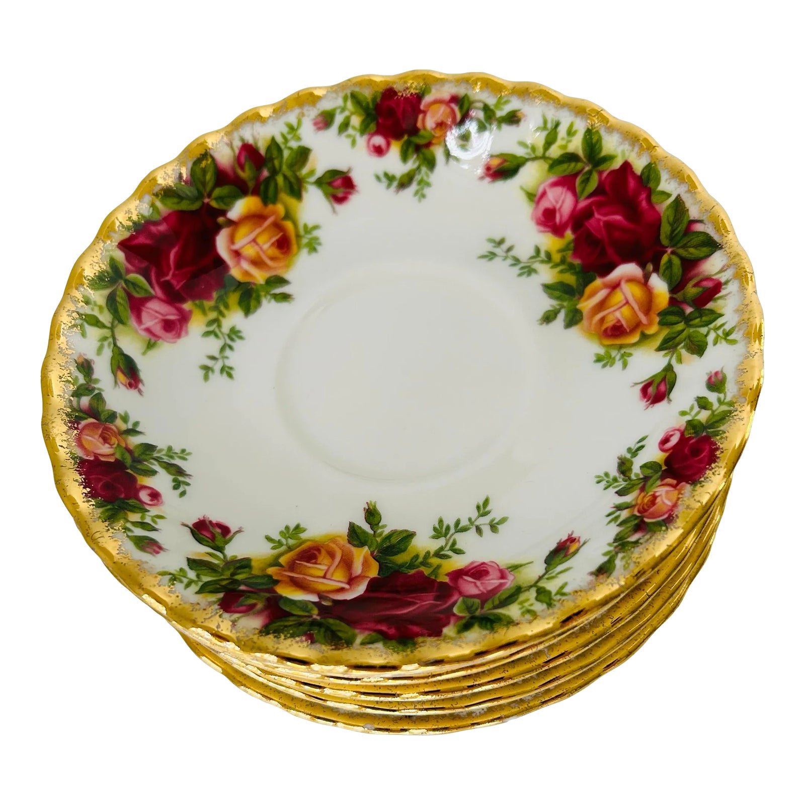1960s Royal Albert Old Country Roses Bone China Saucers- Set of 6 ...