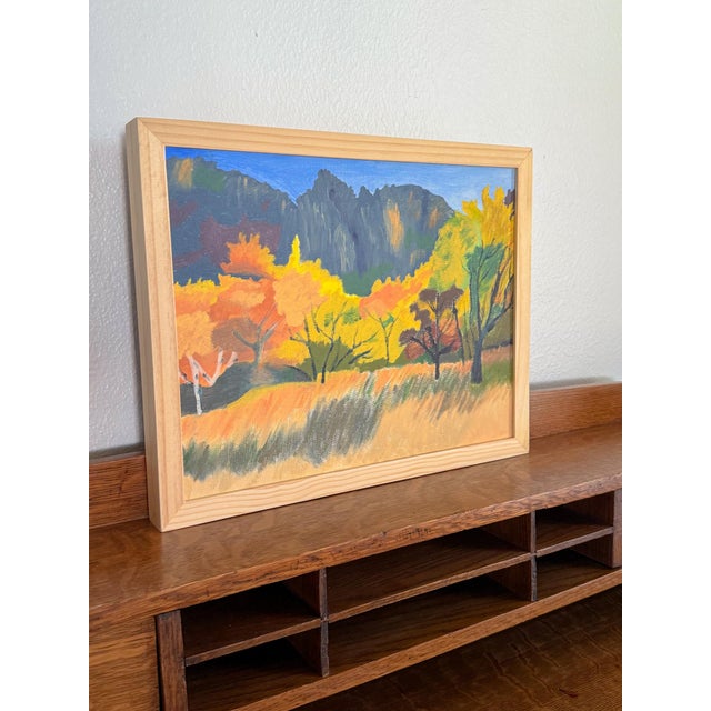 Vibrant autumn landscape painting using a wide range of vivid colors, making this piece come alive. The work captures the...
