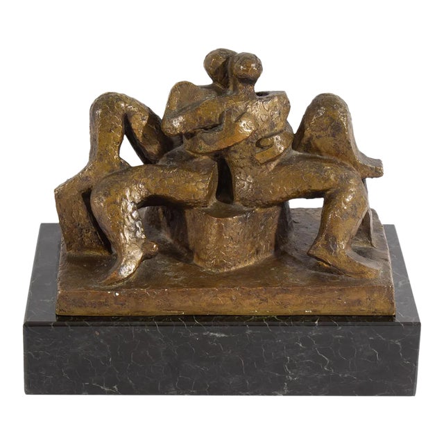 “Lovers” Limited Edition Cubist Style Bronze Sculpture by Andre Beaudin For Sale