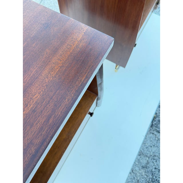Mid-Century Modern A Pair of Classic Mid Century Night Stands Open Backs Walnut Ca' 1960's For Sale - Image 3 of 18