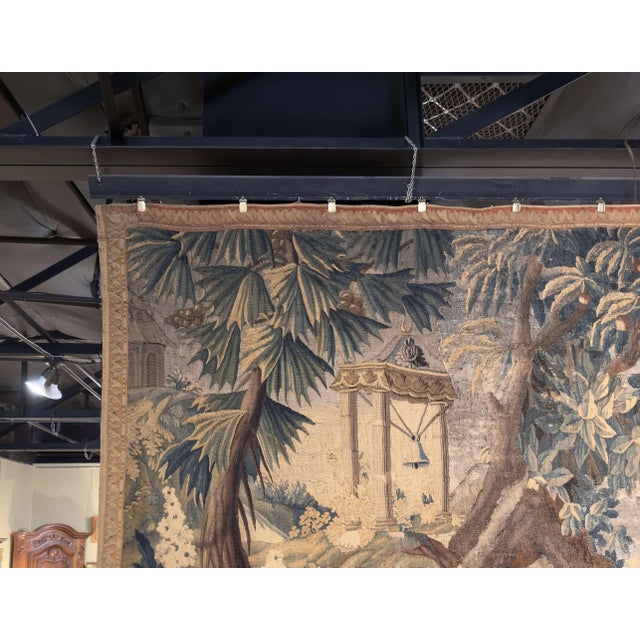 French 18th C. French Hand Woven Aubusson Tapestry With Birds, Ruins, and Floral Border For Sale - Image 3 of 14