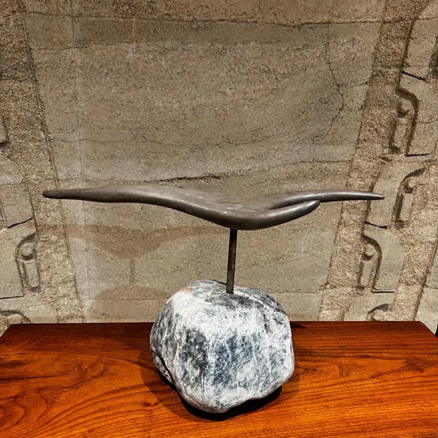 1970s Modernist Bronze and Stone Abstract Table Sculpture For Sale In San Diego - Image 6 of 12