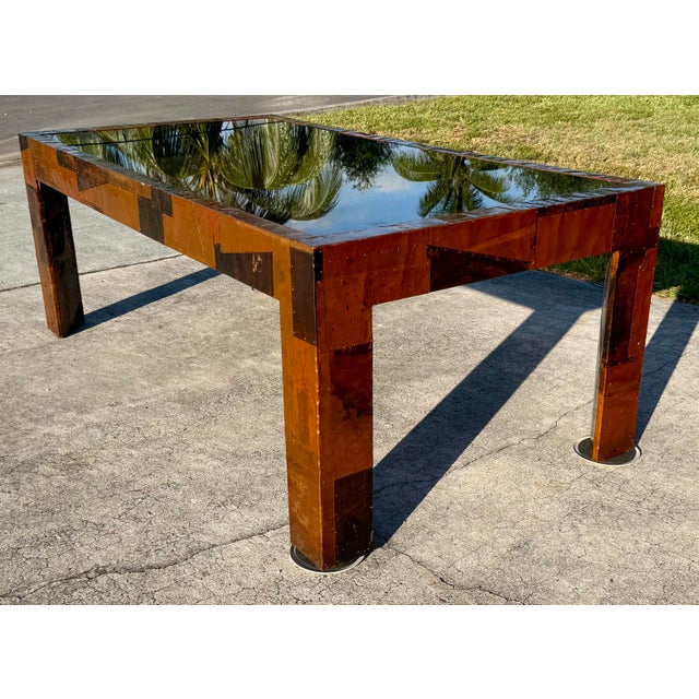 Paul Evans Late 20th Century Vintage Modern Patchwork Brass Copper Dining Table Manner of Paul Evans For Sale - Image 4 of 12