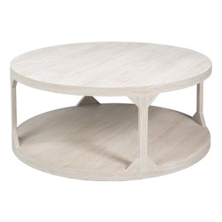 Scandinavian Two-Tier Drum Coffee Table in Grey Pine For Sale