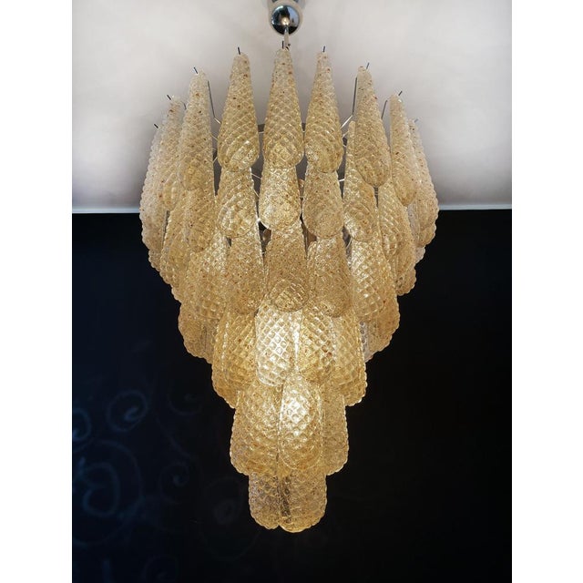 Vintage Italian Murano Chandelier with 75 Amber Glass Petals, 1990s For Sale - Image 10 of 18
