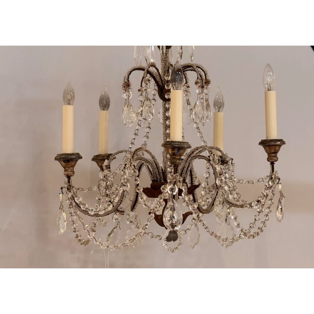 Transparent Italian Crystal Chandelier With Draped Beading For Sale - Image 8 of 9