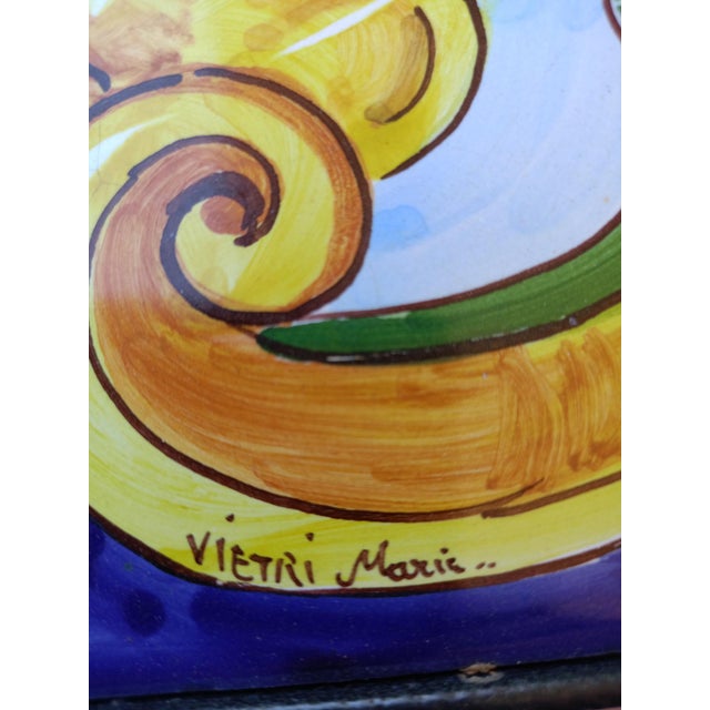 Handcrafted Coffee Table with Hand-Painted Majolica Ceramic Top and a Wrought Iron Base, 2000-2010 For Sale - Image 4 of 10