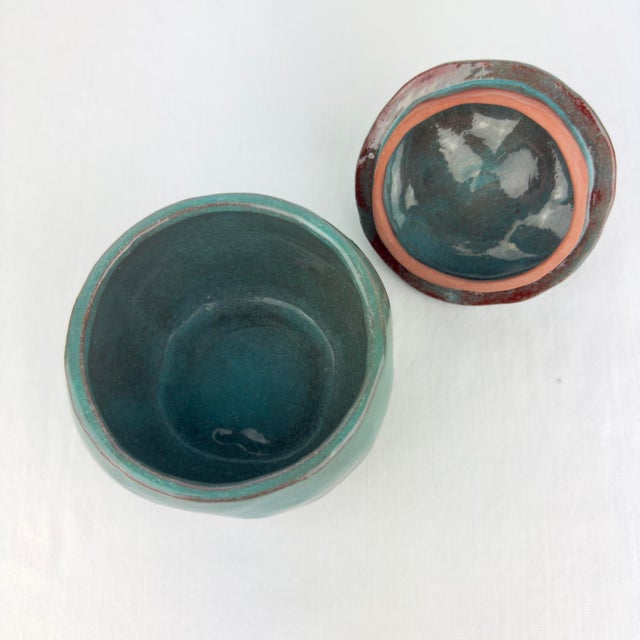 Ceramic Midcentury De Vegh Pottery Lidded Jar With Leaf & Stem Handle For Sale - Image 7 of 8