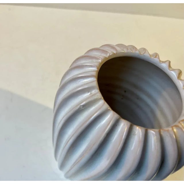 Danish Modern White Glaze Ceramic Vase from Eslau, 1960s For Sale - Image 6 of 7