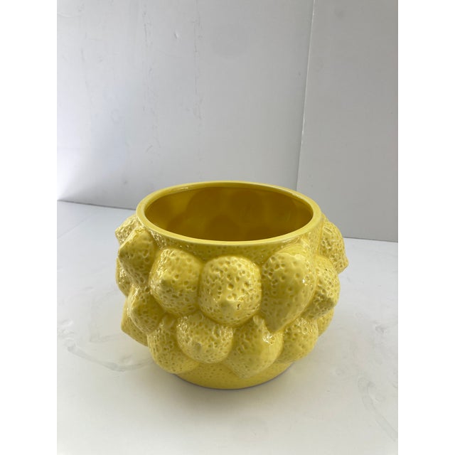 Lemon Yellow Glazed Ceramic Cache Pot For Sale - Image 4 of 7
