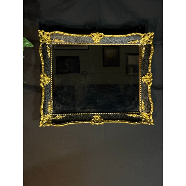 1990s Baroque Black and Gold Wall Mirror For Sale - Image 9 of 9