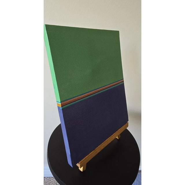 Contemporary Green & Blue Abstract Acrylic Painting For Sale - Image 3 of 4