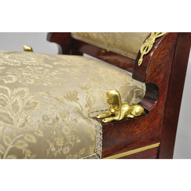 Traditional Vintage French Empire Mahogany Side Chairs With Bronze "Sphinx" Ormolu - A Pair For Sale - Image 3 of 12