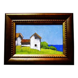 Framed North Coast Cottage 4x6 Lynne French Pacific Landscape For Sale