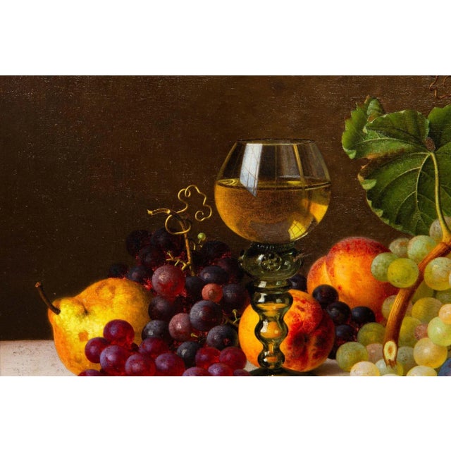 German Realist Still-Life Painting of Fruits and Wine by Gottfried Schultz For Sale - Image 9 of 12