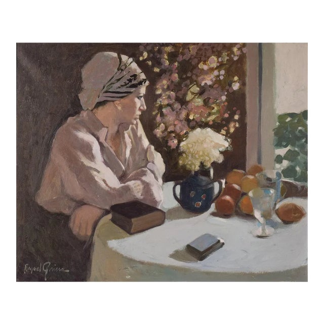 Rafael Griera, Portrait of a Lady at a Window, Oil on Canvas, Framed For Sale