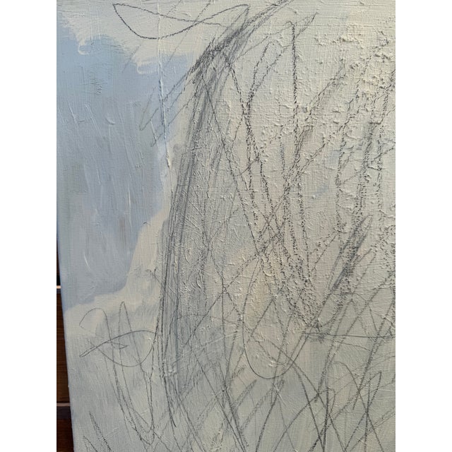 2020s Minimalist Abstract Painting 20x20 Inches • Neutral Textured Wall Art • Modern Grey and White Square Canvas • Contemporary Minimal Art for Home Decor For Sale - Image 5 of 5