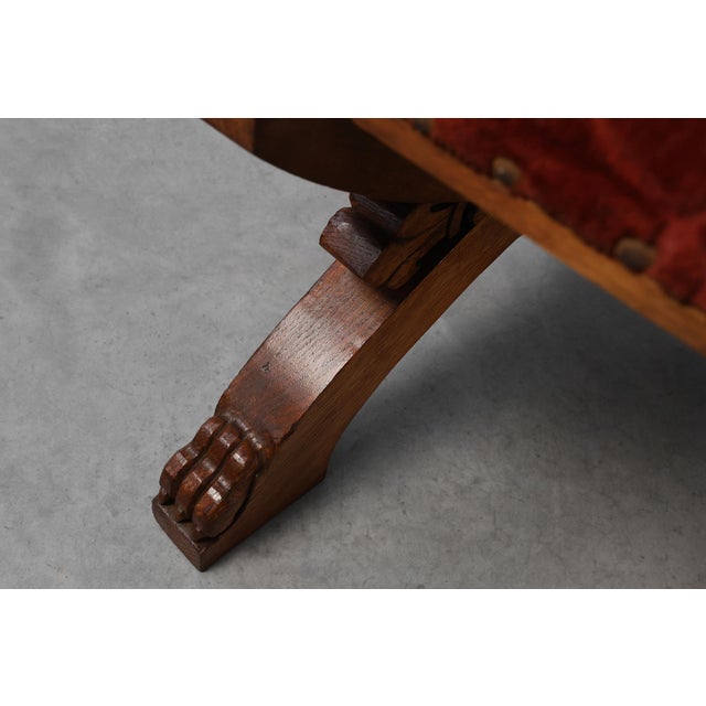 19th Century Gothic Revival Flemish Oak Footstool, Belgium For Sale - Image 11 of 15