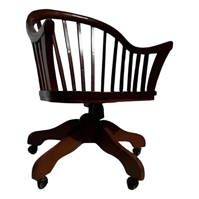 Late 20th Century Windsor Style Swivel Adjustable Height office Chair For Sale