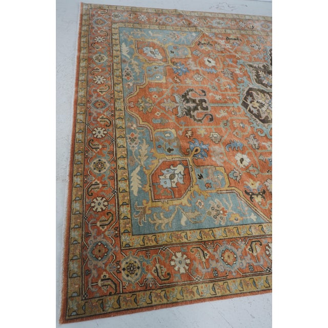 Textile Approx. 9 X 12 Wool Size Indian Made Heriz Rug For Sale - Image 7 of 12