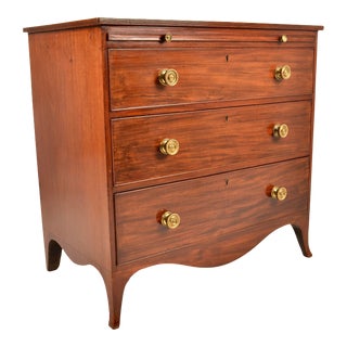 Regency Mahogany Chest With Tooled Leather Slide, England, C 1830 For Sale