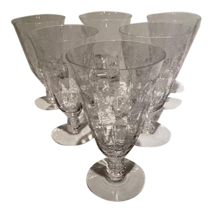 Mid 19th Century Fostoria Chintz Juice Stemware Set of 6 Chairish