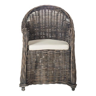 Wicker Club Chair in Black Wash For Sale