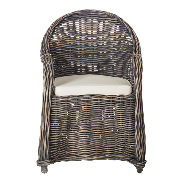 Wicker Club Chair in Black Wash For Sale