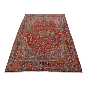 Mashad Rug 9’7” X 12’3” Red Wool Vintage Traditional Hand-Knotted Carpet