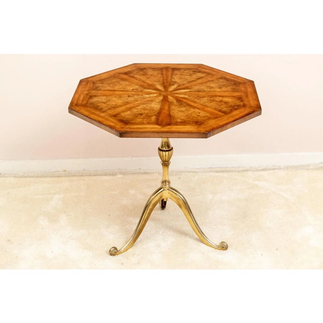 Wood Early 20th Century Figured Parquetry Octagonal Top Tripod Side Table For Sale - Image 7 of 7